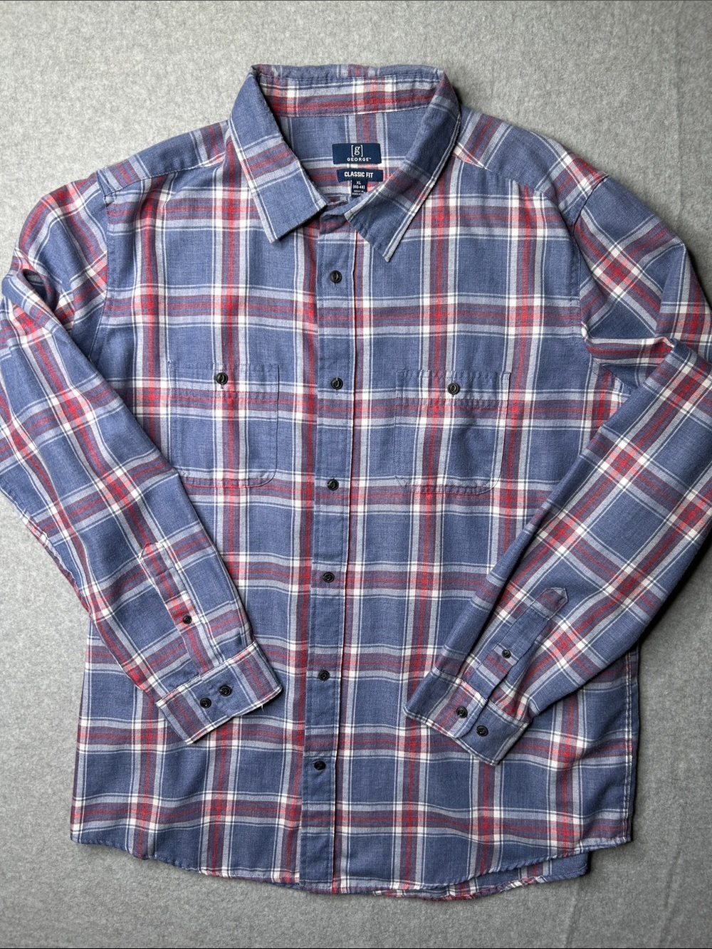 George Blue Plaid Button-Up Shirt - Classic Fit